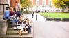 Students sitting on university steps